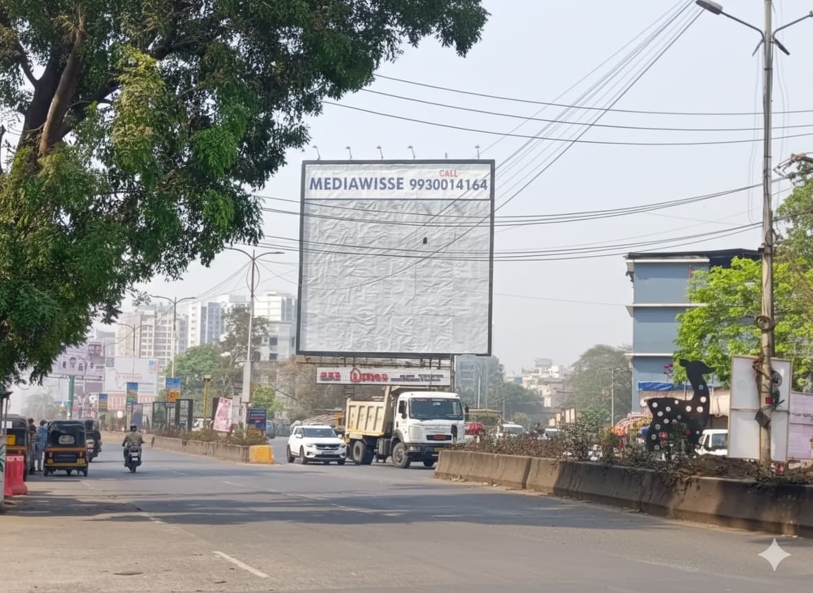 Before renovation of a MediaWisse outdoor billboard hoarding site in Mumbai Suburbs